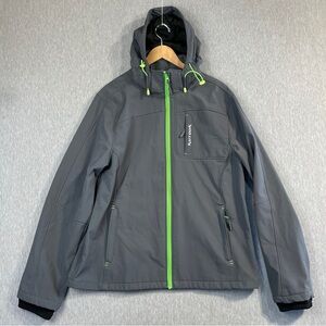 Kutook Softshell Jacket Women’s XL Grey Green Thermal Fleece Lined Hooded Zip